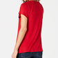 Top feminino com mangas bufantes e pregas Style &amp; Co, vermelho, tamanho pequeno