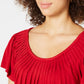 Top feminino com mangas bufantes e pregas Style &amp; Co, vermelho, tamanho pequeno