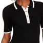 Blusa feminina Maison Jules com botões e gola, manga curta, preta, tamanho grande