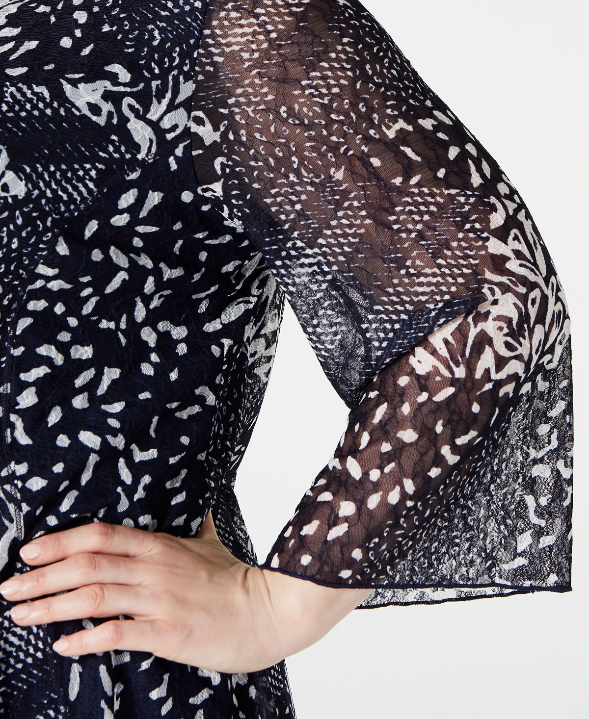 Túnica feminina estampada plus size renda azul JM Collection tamanho 0X