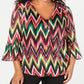INC International Concepts Blusa formal feminina Chevron com manga sino e decote em V, rosa, tamanho 3X