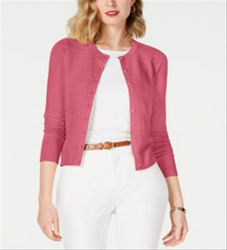 Charter Club Women's Textured Cardigan Pink Size Small