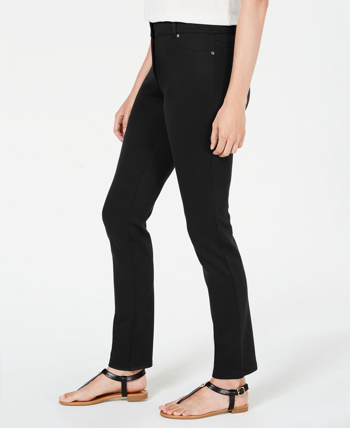 Calça skinny feminina de malha Ponte da Style &amp; Co, preta, tamanho 10, pequena