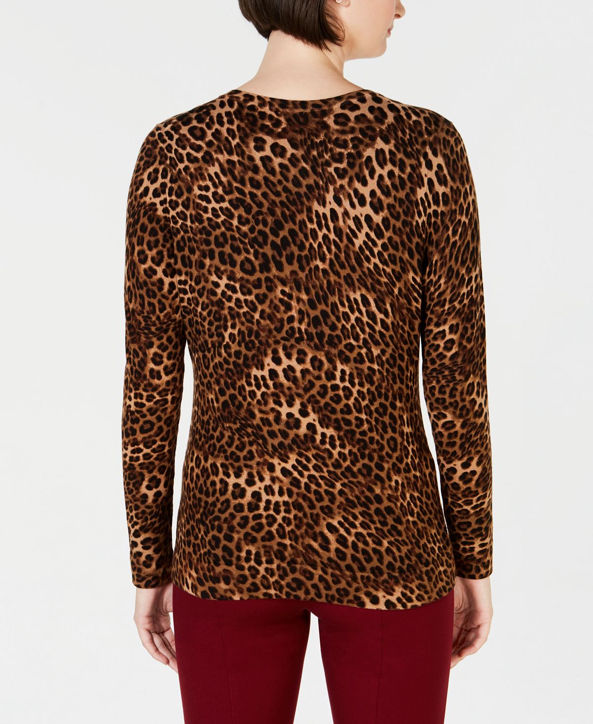 Cardigan estampado feminino Charter Club marrom tamanho pequeno