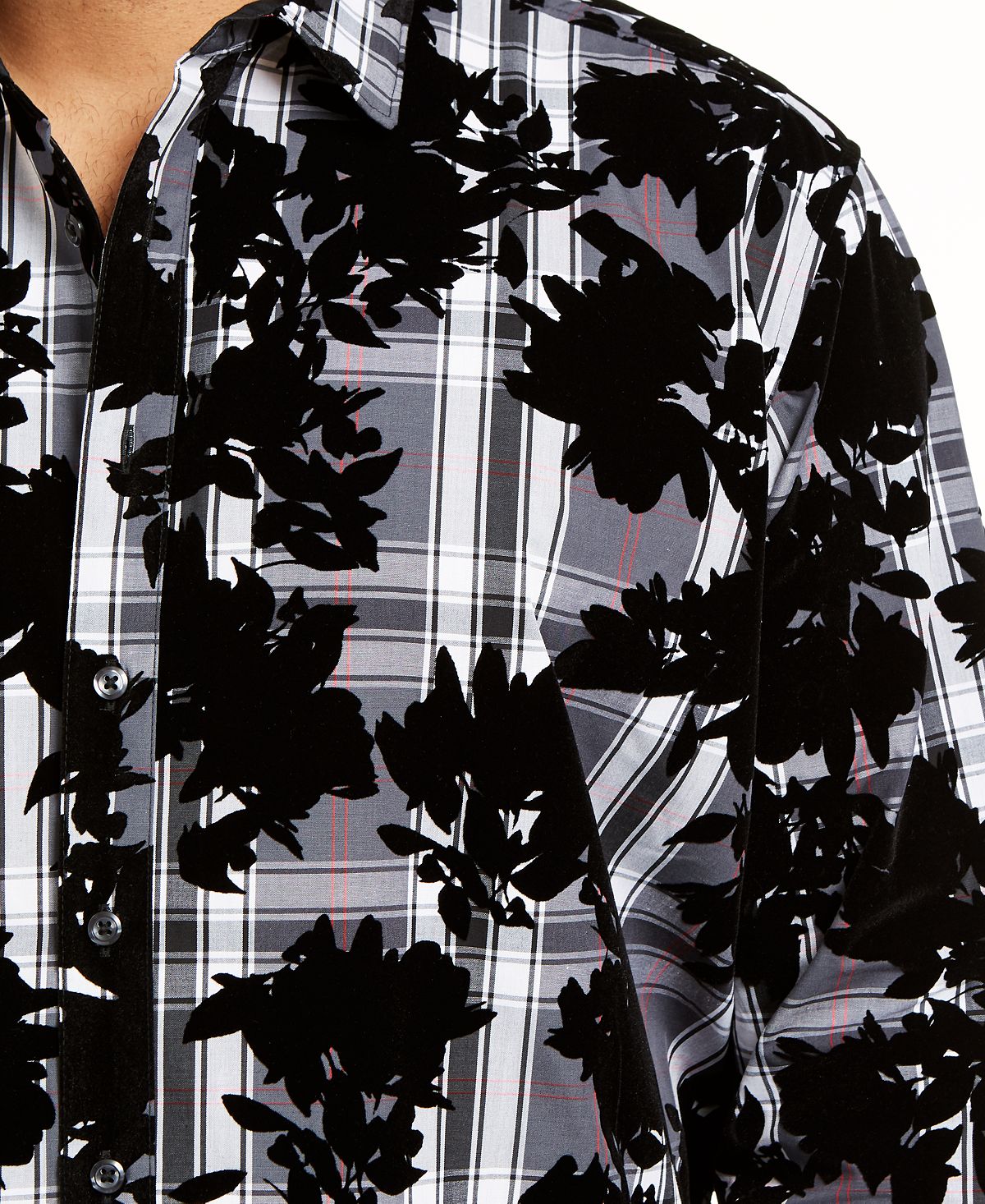 Camisa casual masculina com botões e manga comprida estampada da INC International Concepts, cinza, tamanho 48