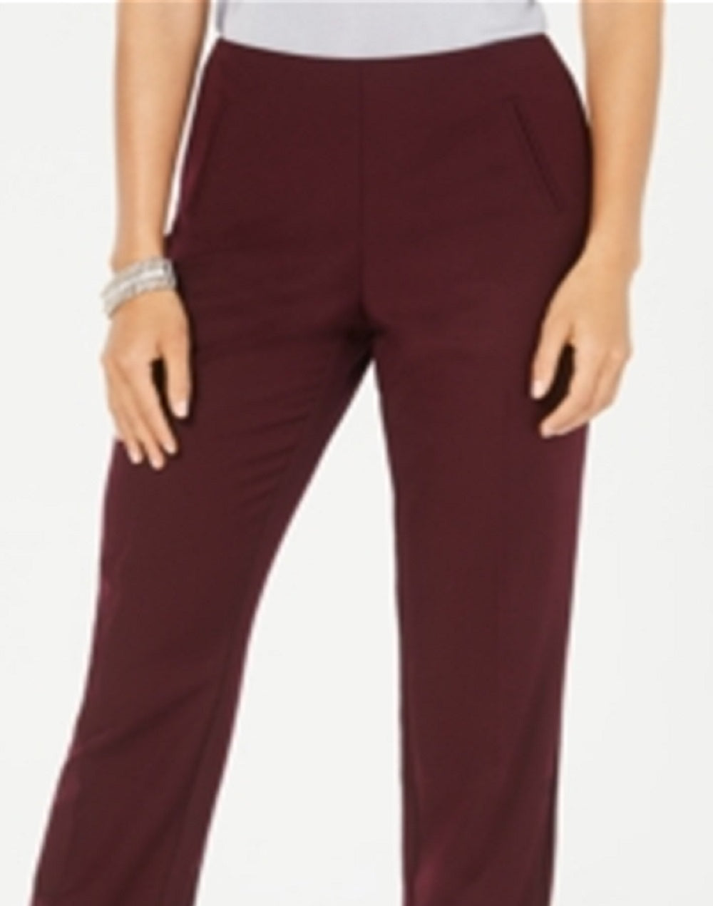 Calça feminina estilo &amp; co com controle de barriga, perna reta, vermelha, tamanho 18