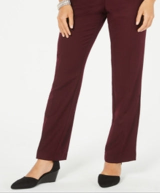Calça feminina estilo &amp; co com controle de barriga, perna reta, vermelha, tamanho 18