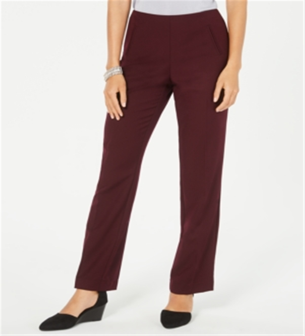 Calça feminina estilo &amp; co com controle de barriga, perna reta, vermelha, tamanho 18