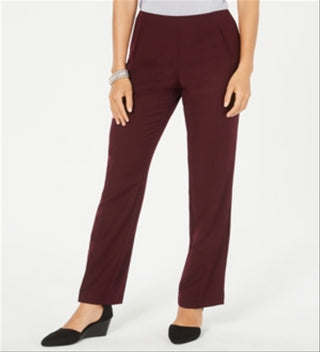 Calça feminina estilo &amp; co com controle de barriga, perna reta, vermelha, tamanho 18