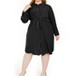 Vestido-camisa feminino Alfani Plus com amarração frontal, preto, tamanho pequeno e pequeno