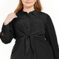 Vestido-camisa feminino Alfani Plus com amarração frontal, preto, tamanho pequeno e pequeno