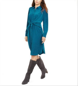Vestido-camisa feminino Alfani com amarração frontal, verde, tamanho 12