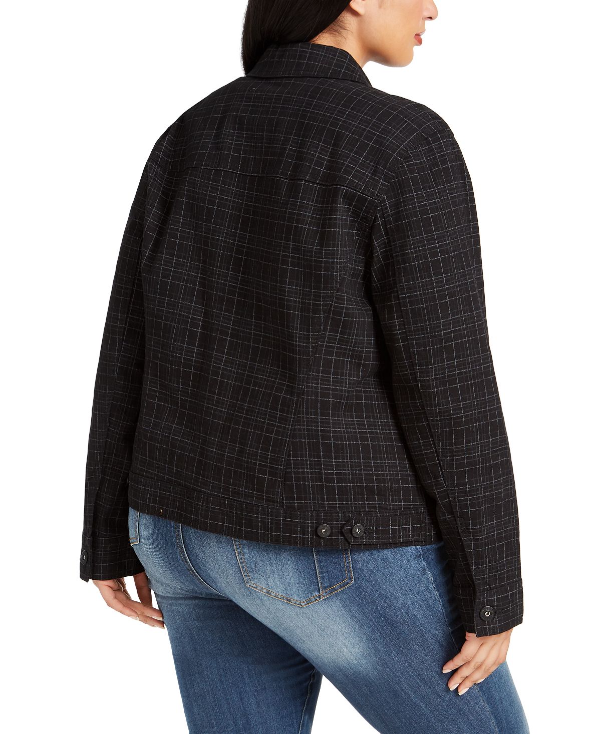 Jaqueta jeans xadrez feminina Style &amp; Co, preta, tamanho 18W
