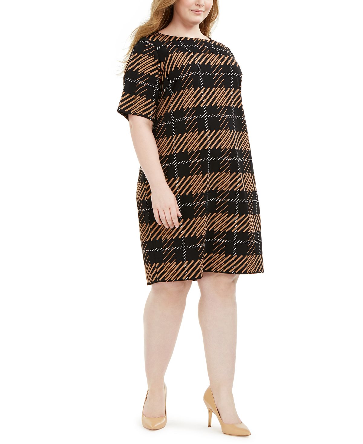 Vestido tubinho estampado feminino Alfani, preto, tamanho 26W