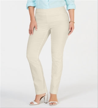 Charter Club Women's Cambridge Skinny Pull on Tummy Control Pants Brown Size 4
