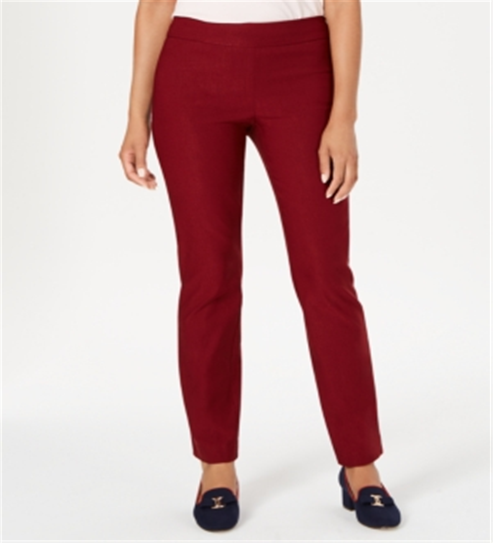 Calça feminina Charter Club Cambridge Skinny Tummy Control, vermelha, tamanho 10