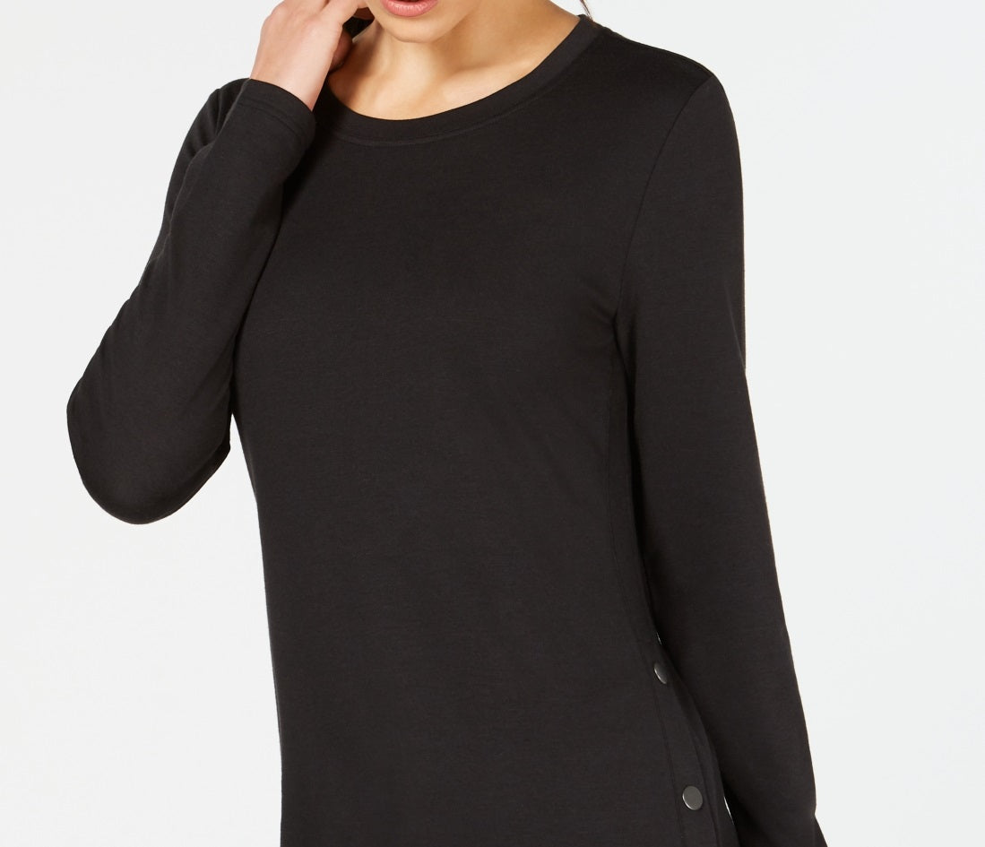 Túnica feminina ID Ideology com botões laterais, preta, tamanho XX-G