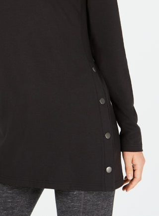 Túnica feminina ID Ideology com botões laterais, preta, tamanho XX-G