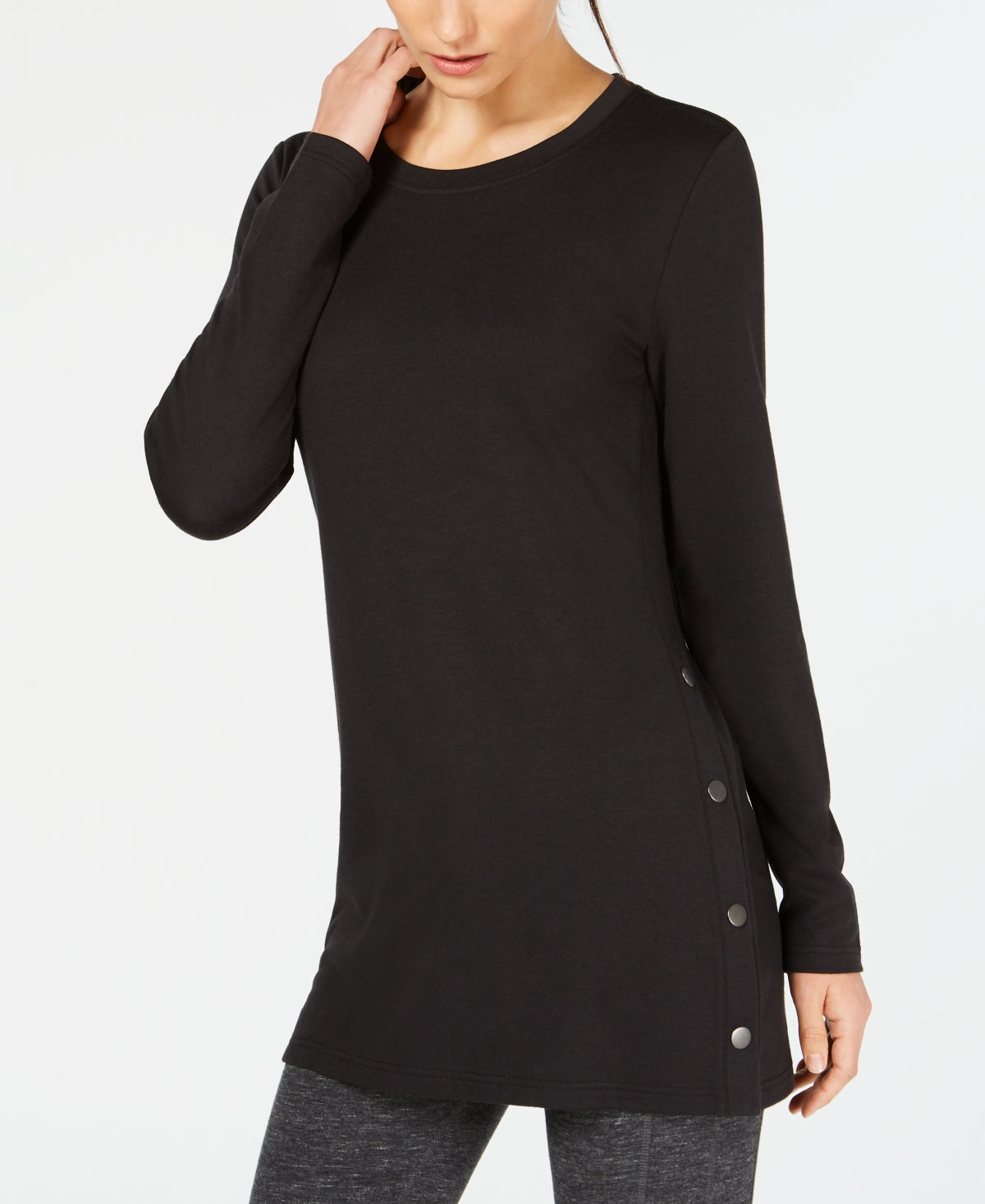 Túnica feminina ID Ideology com botões laterais, preta, tamanho XX-G