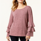 Blusa feminina estilo &amp; co com manga sino dupla vermelha tamanho pequeno