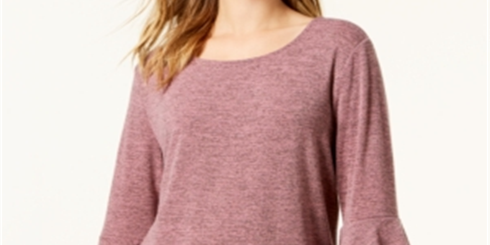 Blusa feminina estilo &amp; co com manga sino dupla vermelha tamanho pequeno