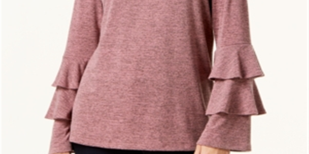 Blusa feminina estilo &amp; co com manga sino dupla vermelha tamanho pequeno