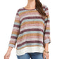 Suéter listrado em camadas feminino Style &amp; Co, roxo, tamanho pequeno M