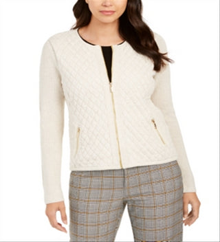 Charter Club Women's Quilted Sweater Jacket White Size X-Small