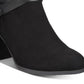 Material Girl Botas de cano curto femininas Melany de camurça sintética, pretas, tamanho 9,5 M