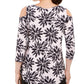 JM Collection Blusa feminina com manga 3/4 e ombro vazado, rosa, tamanho pequeno