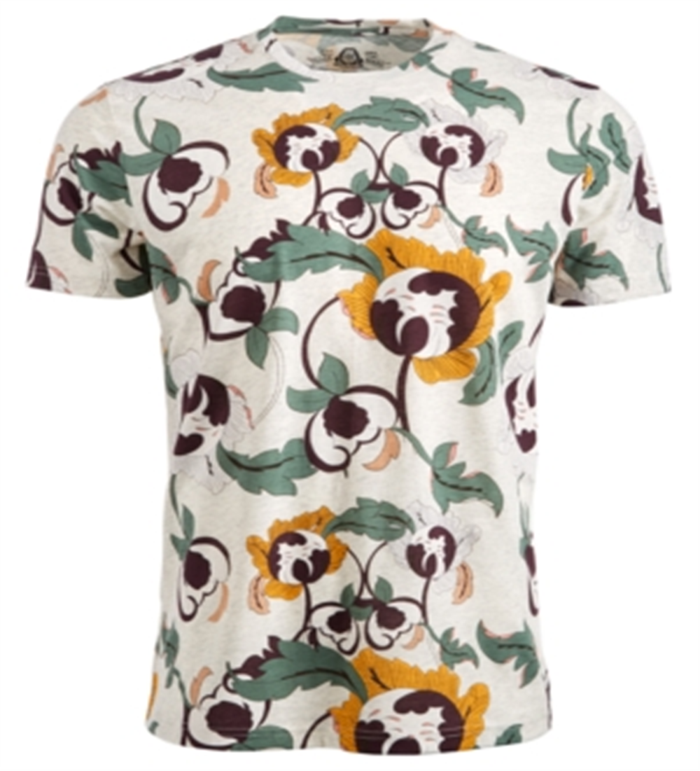 Camiseta masculina American Rag com estampa floral e gola redonda, marrom, tamanho XXG