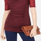 Top feminino com babados e ilusão INC International Concepts, vermelho, tamanho X-Large