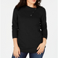 Karen Scott Suéter Feminino de Algodão com Gola Envelope Preto Tamanho P