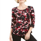 Blusa feminina com estampa floral JM Collection, preta, tamanho pequeno GG