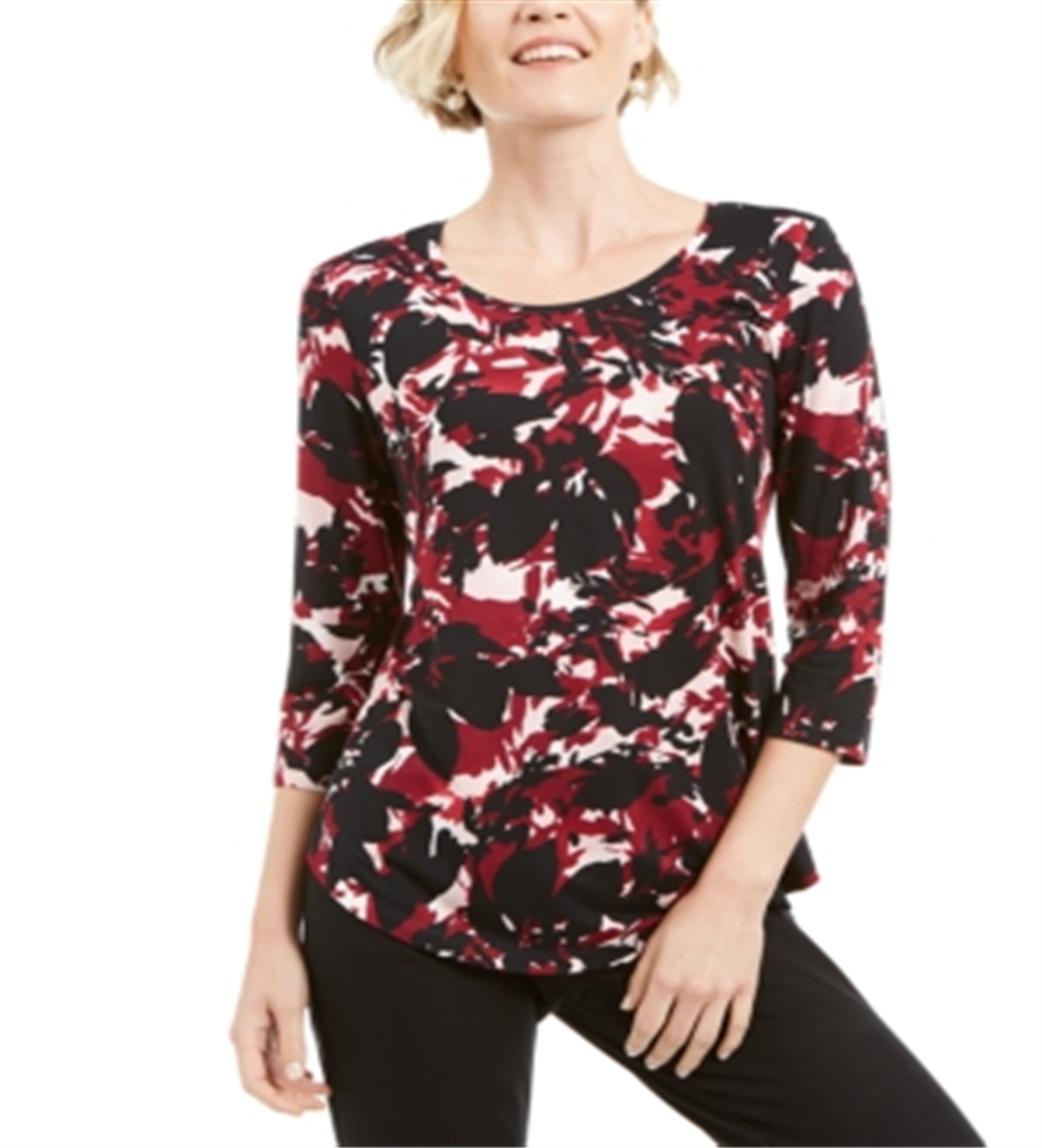 Blusa feminina com estampa floral JM Collection, preta, tamanho pequeno GG