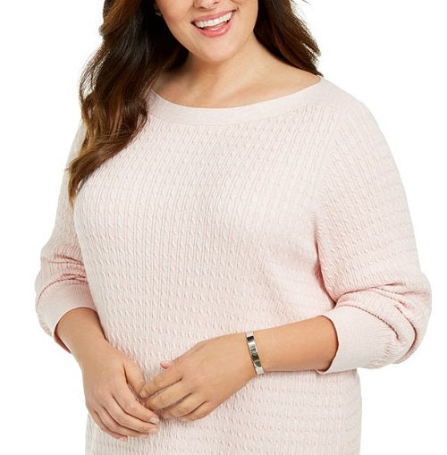Karen Scott Suéter Feminino Plus Cotton Gola Canoa Rosa Tamanho 2X