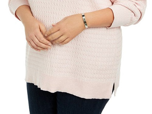 Karen Scott Suéter Feminino Plus Cotton Gola Canoa Rosa Tamanho 2X