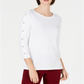 Charter Club Supima Cotton Embellished Top Feminino Branco Tamanho P