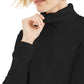 Karen Scott Blusa de gola alta feminina de algodão, preta, tamanho X-S