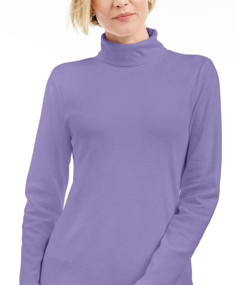 Karen Scott Blusa de gola alta feminina de algodão, roxa, tamanho extragrande