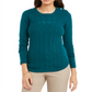 Suéter feminino Charter Club Cable, verde, tamanho médio