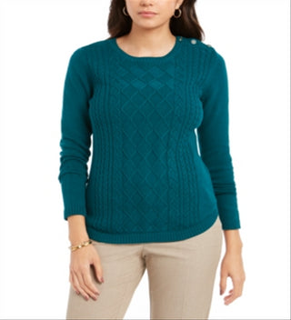 Charter Club Women's Cable Sweater Green Size Medium