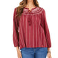 Blusa texturizada listrada vermelha tamanho pequeno Style &amp; Co para mulheres