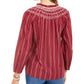 Blusa texturizada listrada vermelha tamanho pequeno Style &amp; Co para mulheres