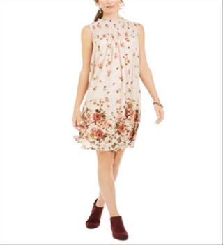 Vestido smocked estampado feminino Style &amp; Co, bege, tamanho PP