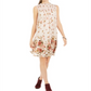 Vestido smocked estampado feminino Style &amp; Co, marrom, tamanho pequeno