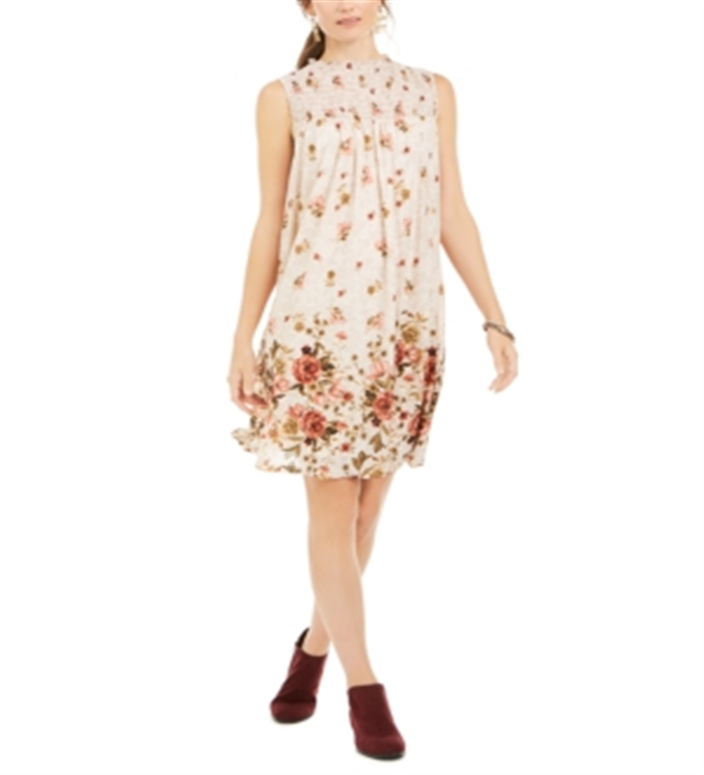 Vestido smocked estampado feminino Style &amp; Co, marrom, tamanho pequeno