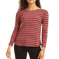 Top feminino estampado com manga 3/4 Charter Club, vermelho/preto, tamanho PP