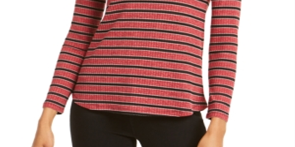 Top feminino estampado com manga 3/4 Charter Club, vermelho/preto, tamanho PP