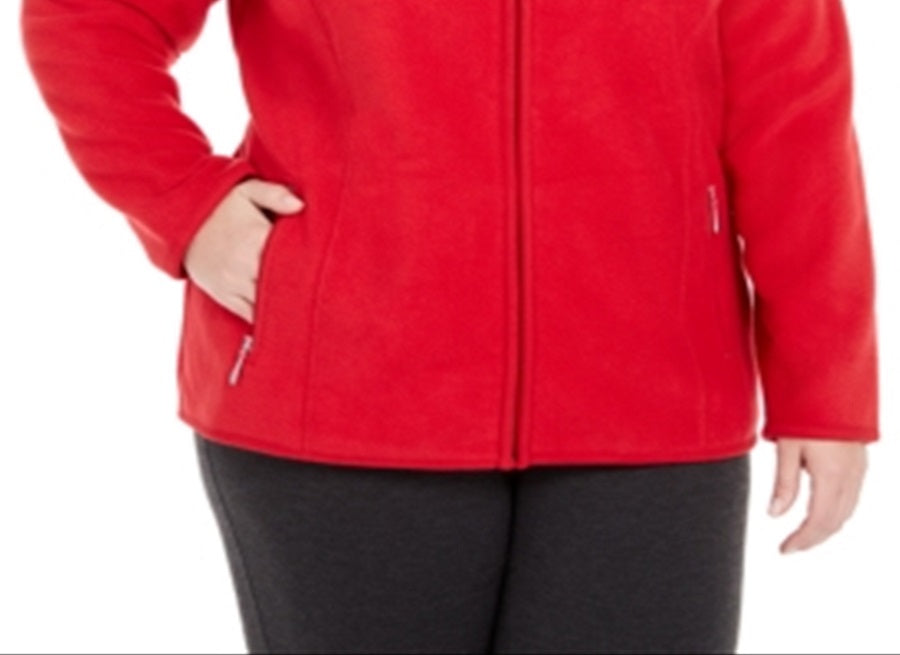 Jaqueta Karen Scott Plus com zíper frontal feminina, vermelha, tamanho 0X